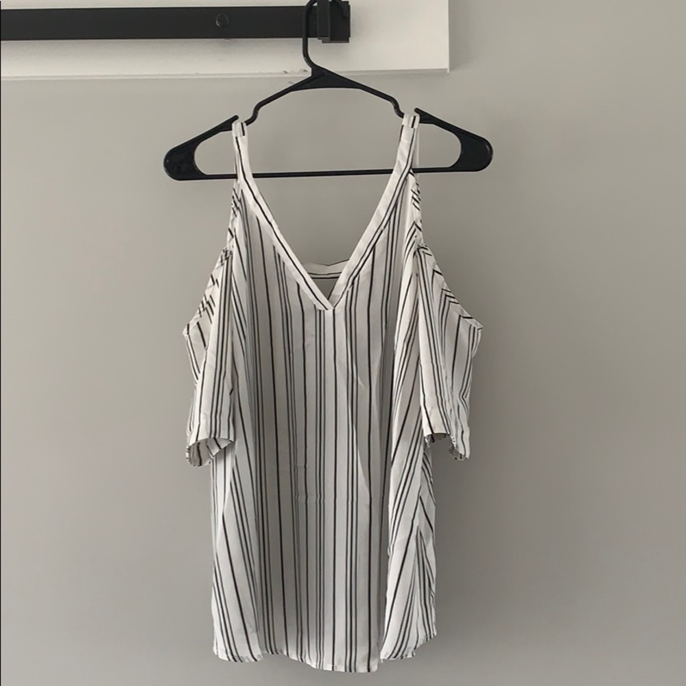 Off the shoulder striped shirt